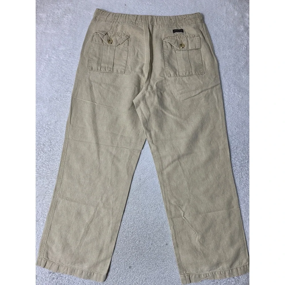 NEW Banana Republic Pants Mens 34/30 Tan Linen Blend Drawstring Heritage 34x30